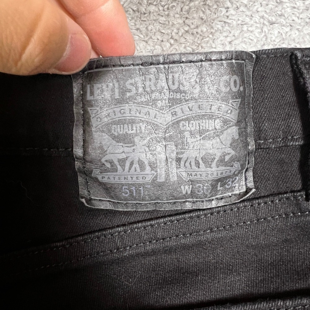 Levi's 511 Slim Fit Jeans Mens 30x32 Black Excellent Stretch Denim Office - Picture 7 of 9